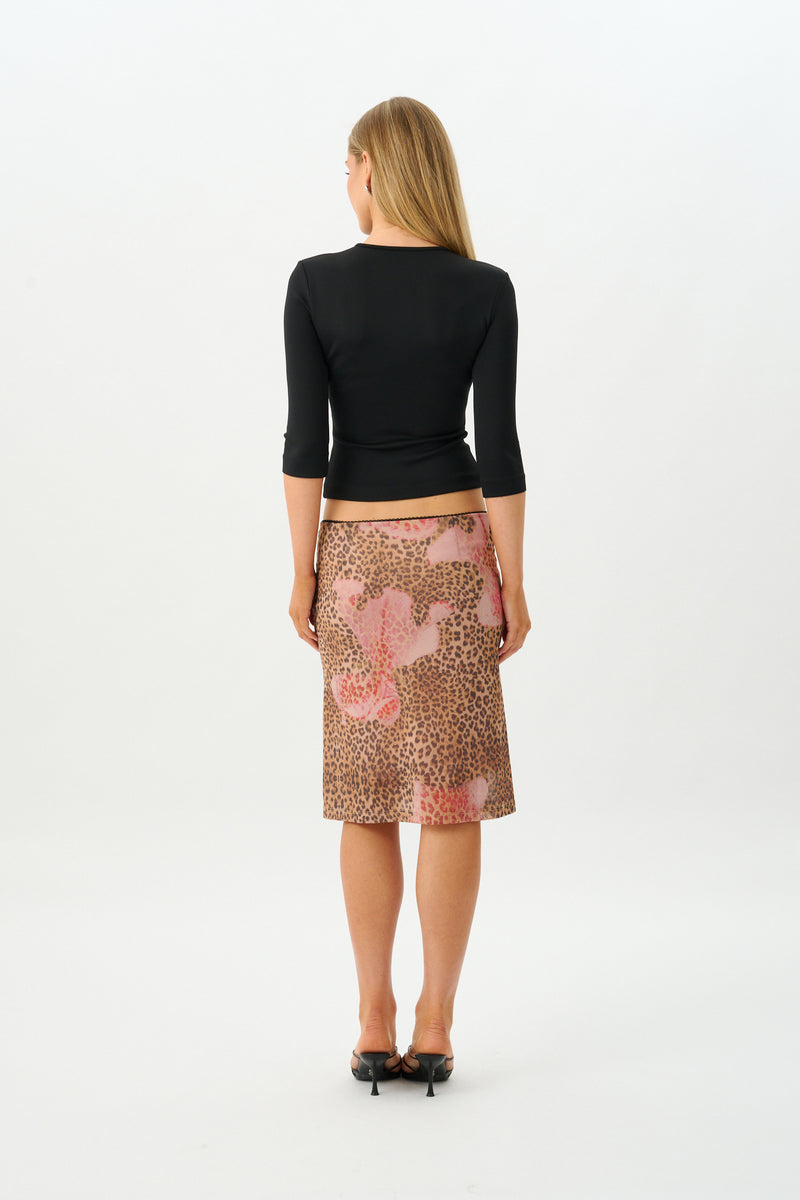 Midi Skirt | Mesh Leopard