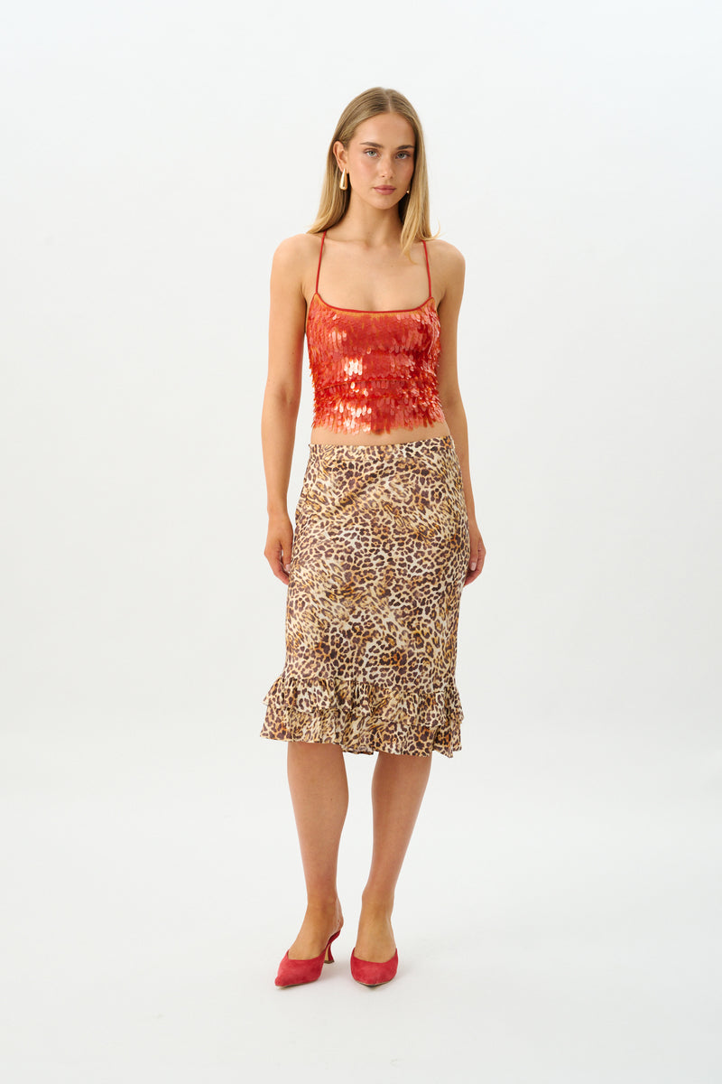 Backless Top | Burnt Orange Sequin