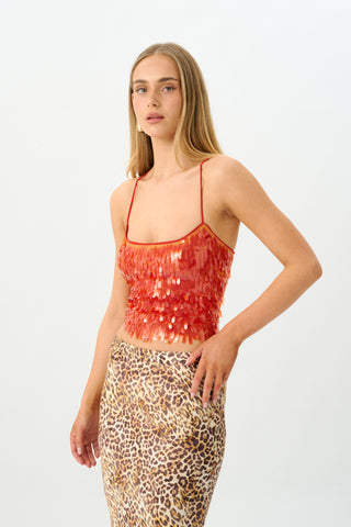 Backless Top | Burnt Orange Sequin