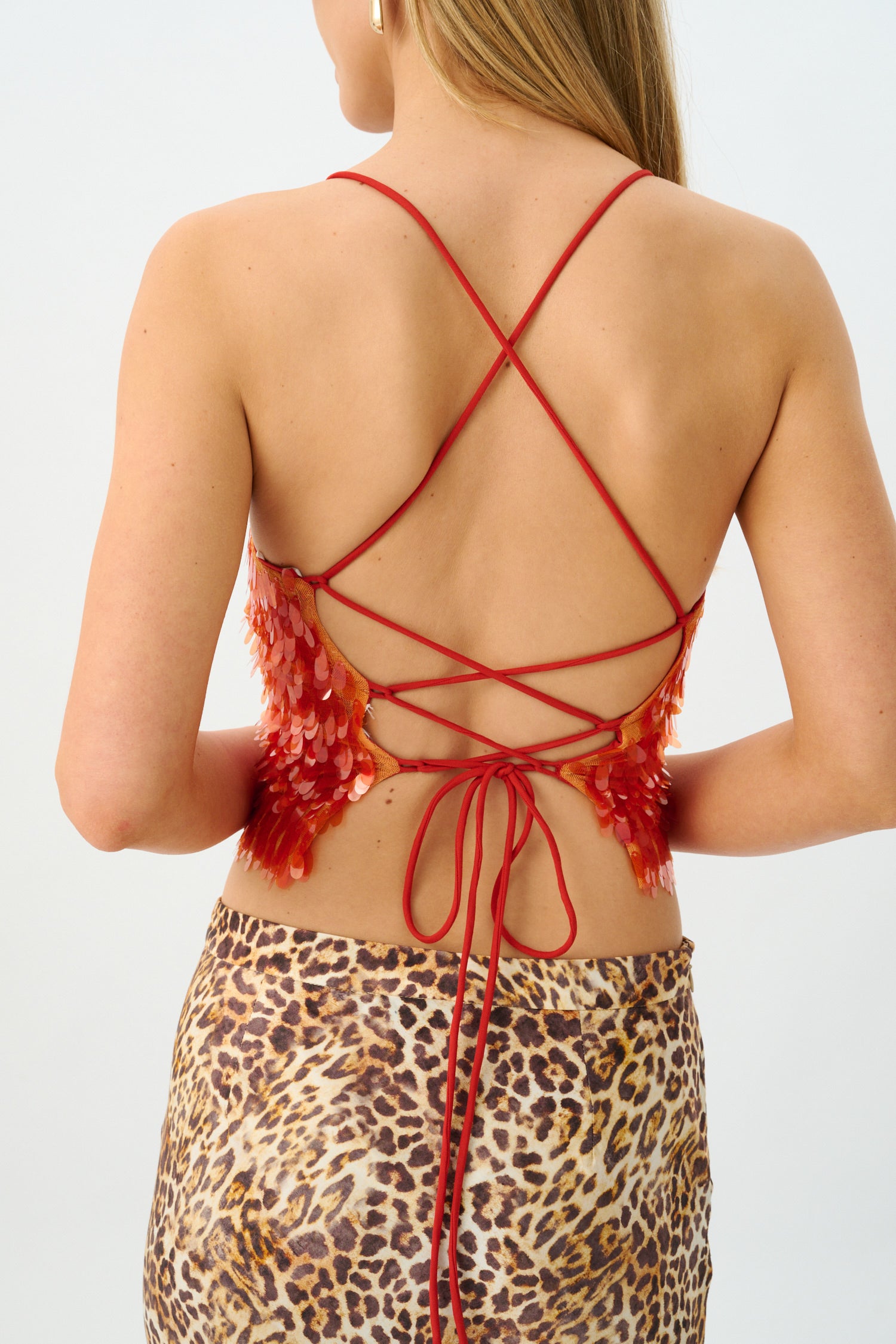 Backless Top | Burnt Orange Sequin