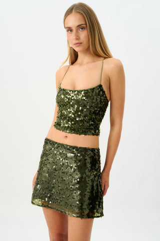 Clara Skirt | Forest Green Sequin