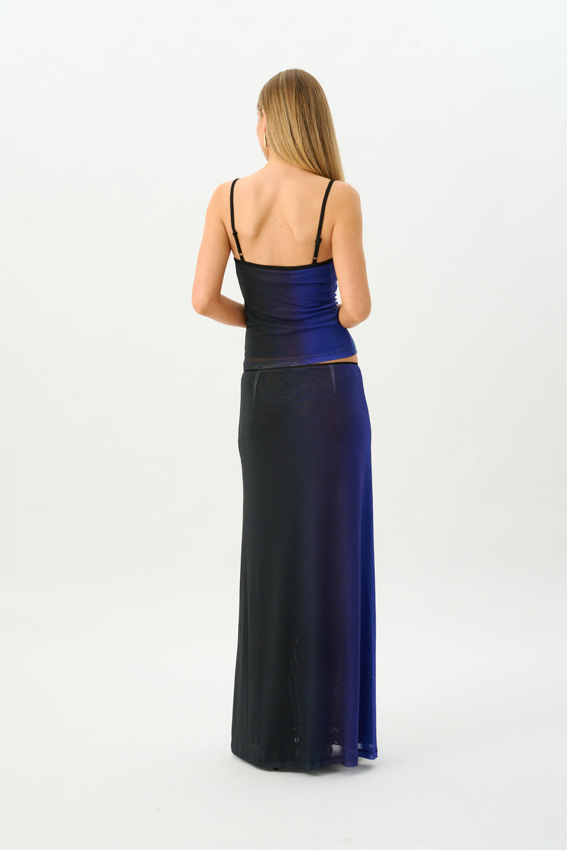 Maxi Skirt | Mesh Cobalt Floral