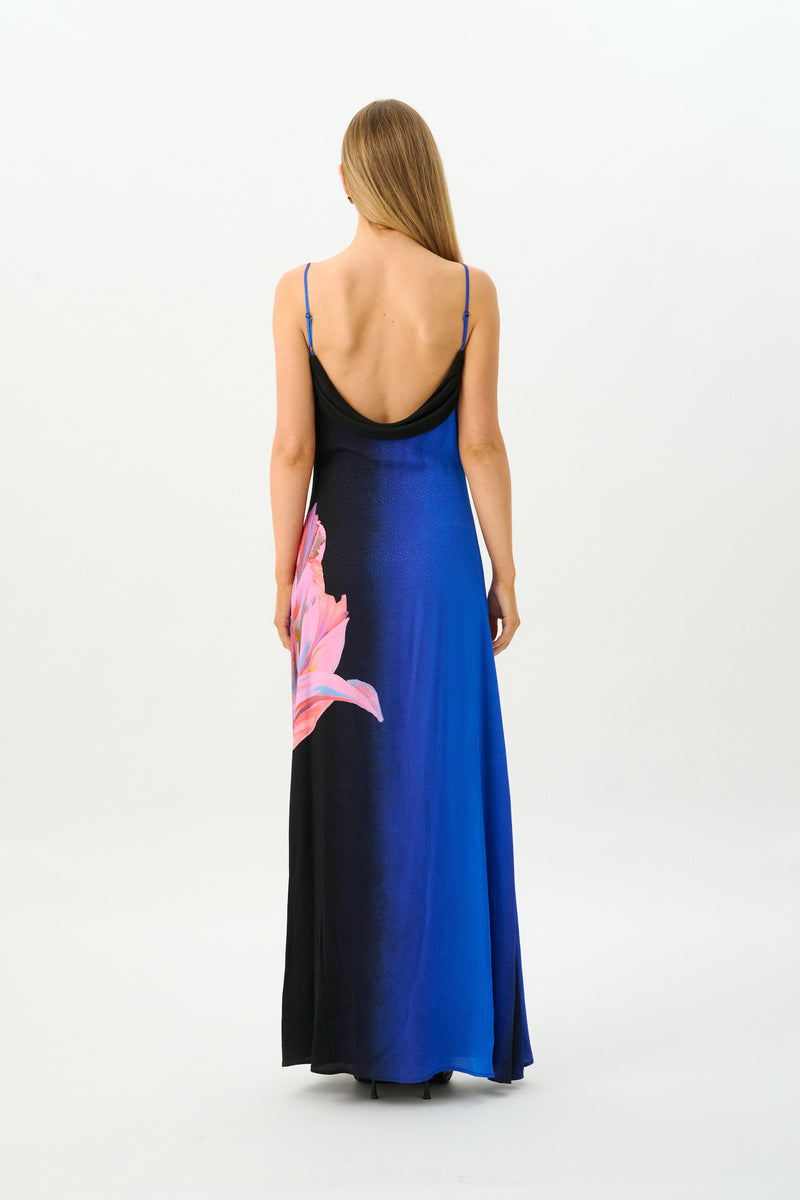 Draped Slip Dress | Cobalt Floral