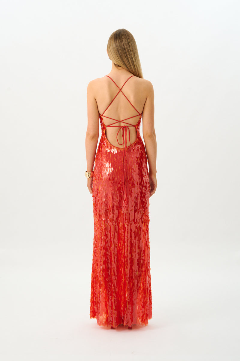 Backless Gown | Burnt Orange Sequin