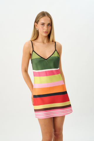 Bias Mini Dress | Emerald Stripe