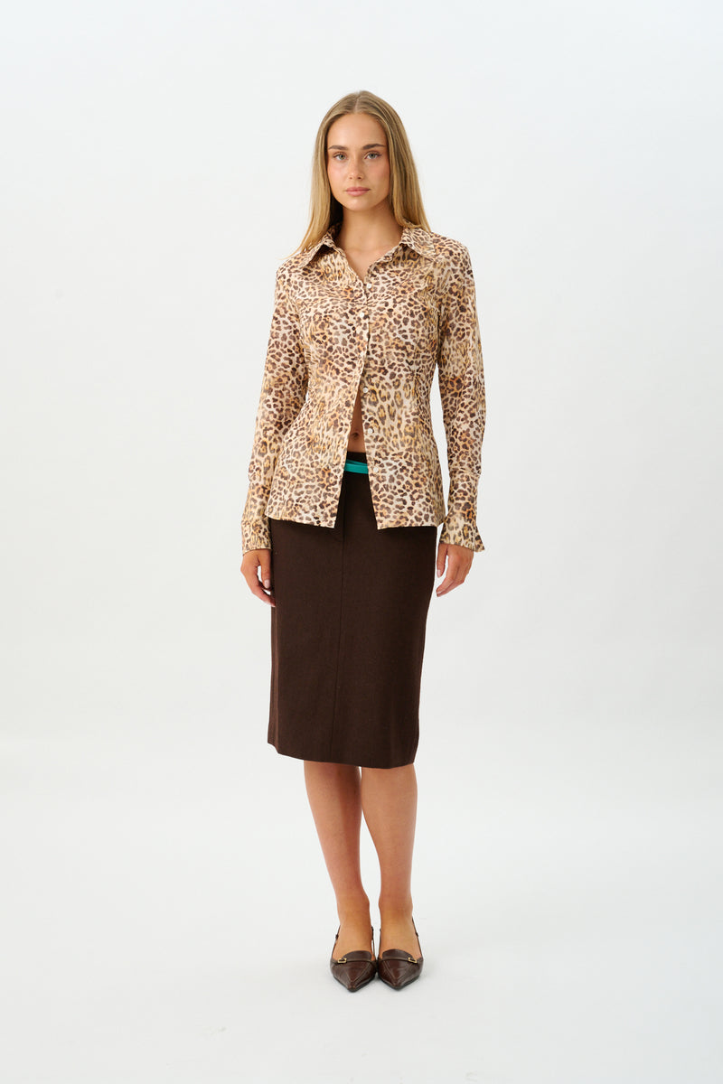 Gina Shirt | Silk Cotton Leopard