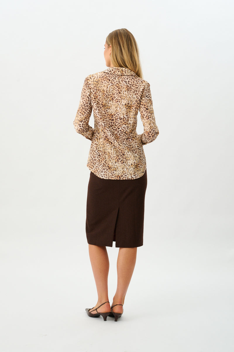 Gina Shirt | Silk Cotton Leopard
