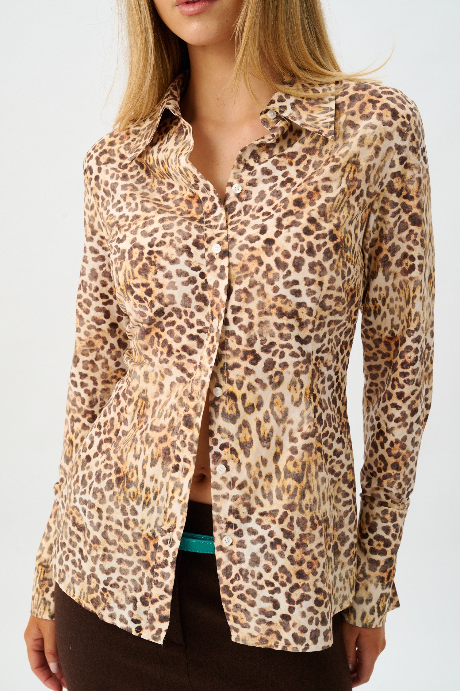Gina Shirt | Silk Cotton Leopard