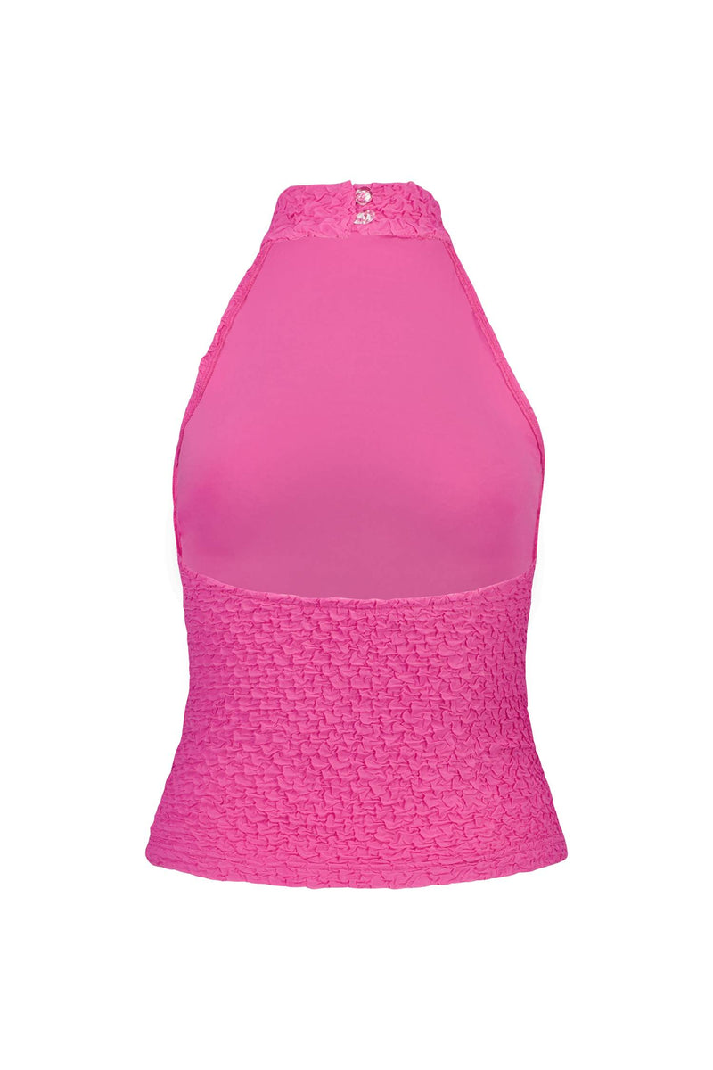 Textured Halter Top | Fuchsia