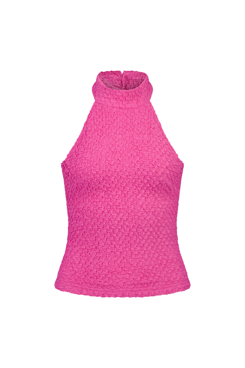 Textured Halter Top | Fuchsia