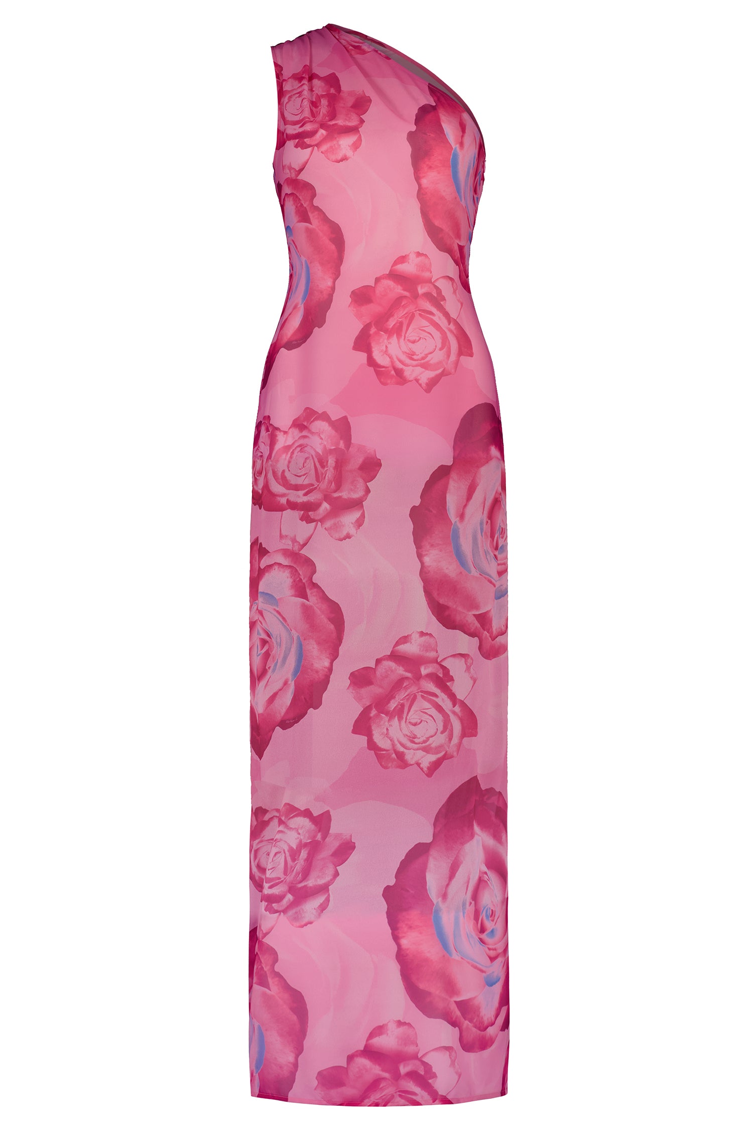 One Shoulder Sheer Maxi | Pink Rose