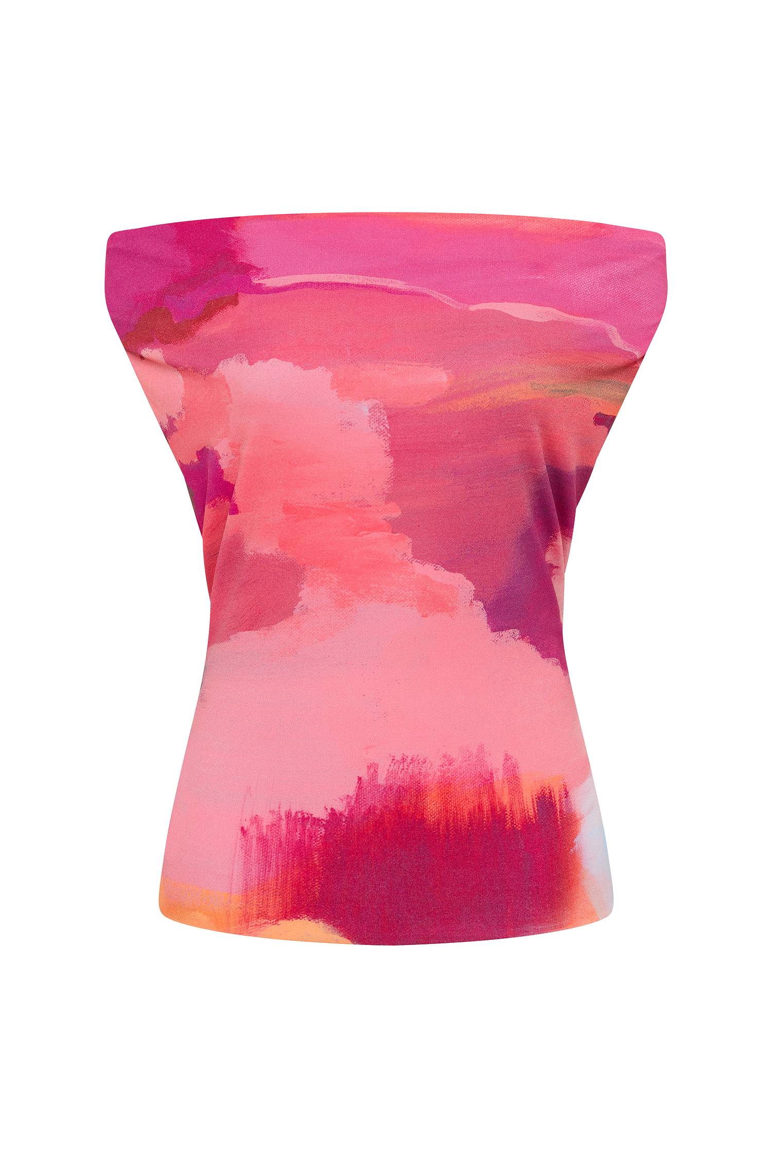 Relaxed Off-Shoulder Top | Abstract Art