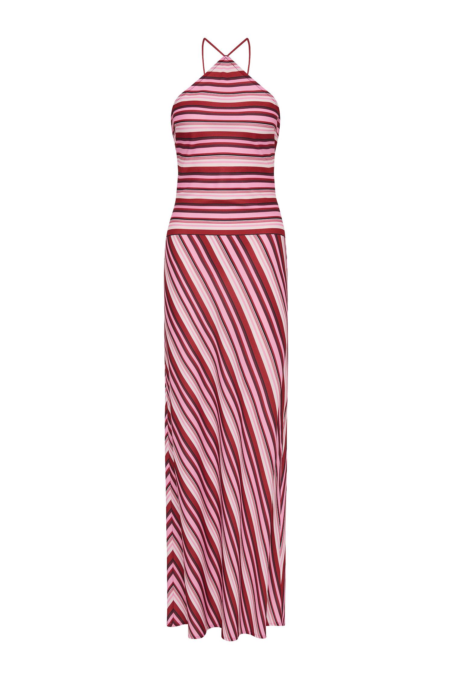 Halter Maxi Dress | Magenta Stripe