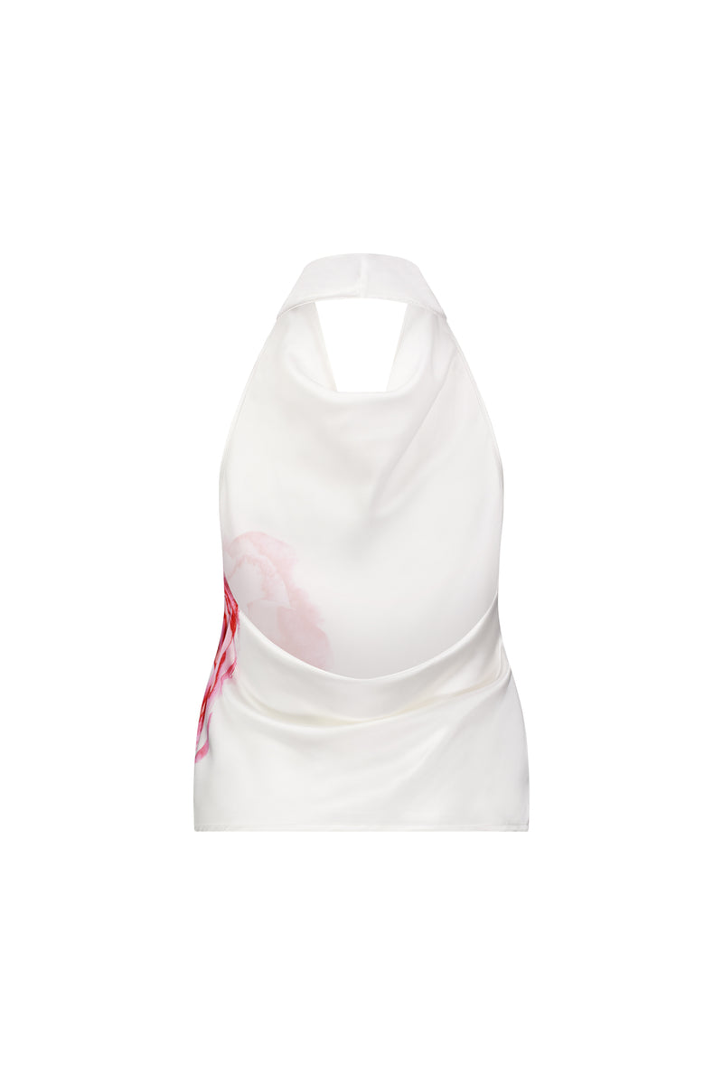 Satin Cowl Top | White Rose