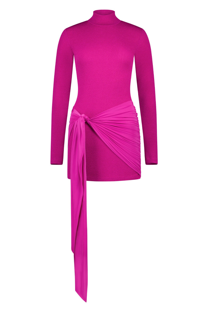 Textured Wrap Dress | Fuchsia