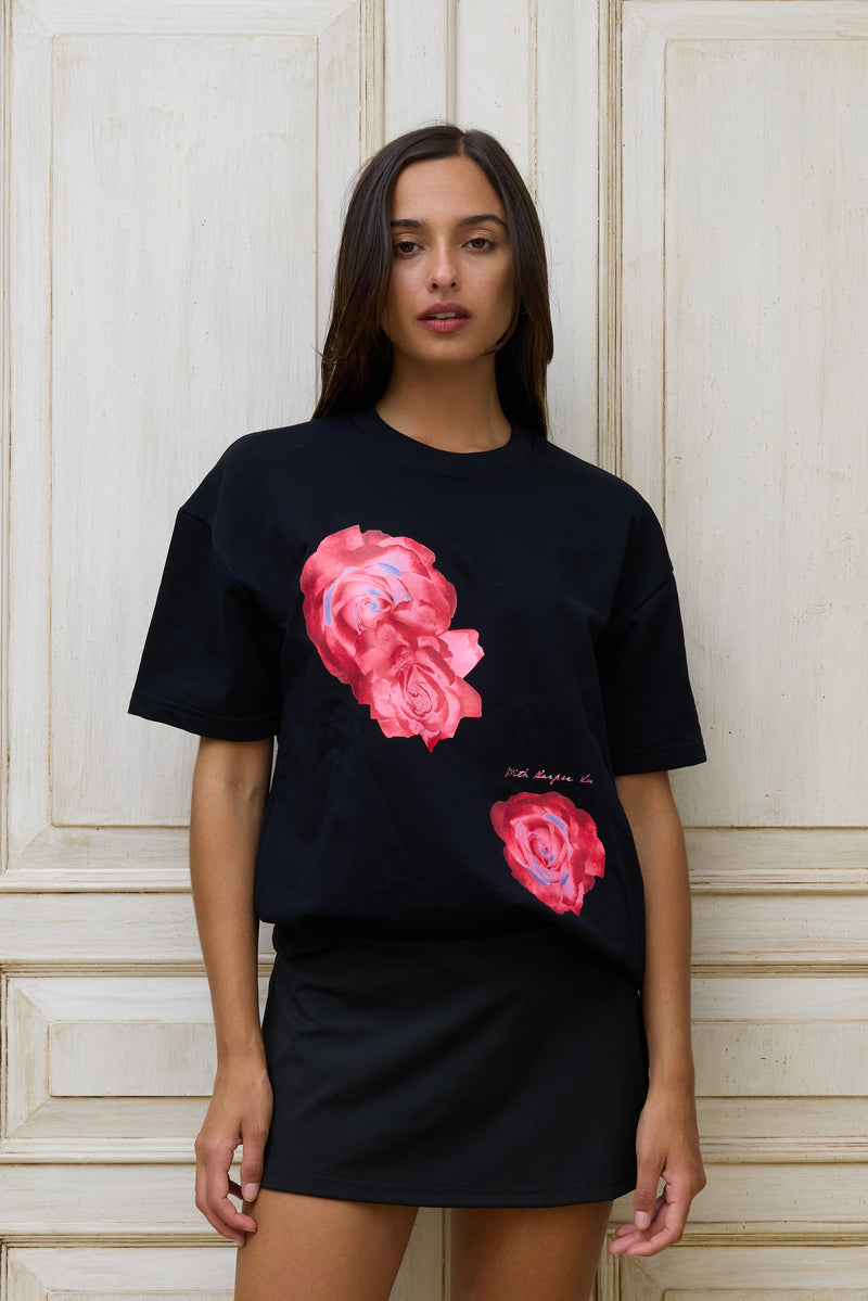 Oversized Tee | Black Rose