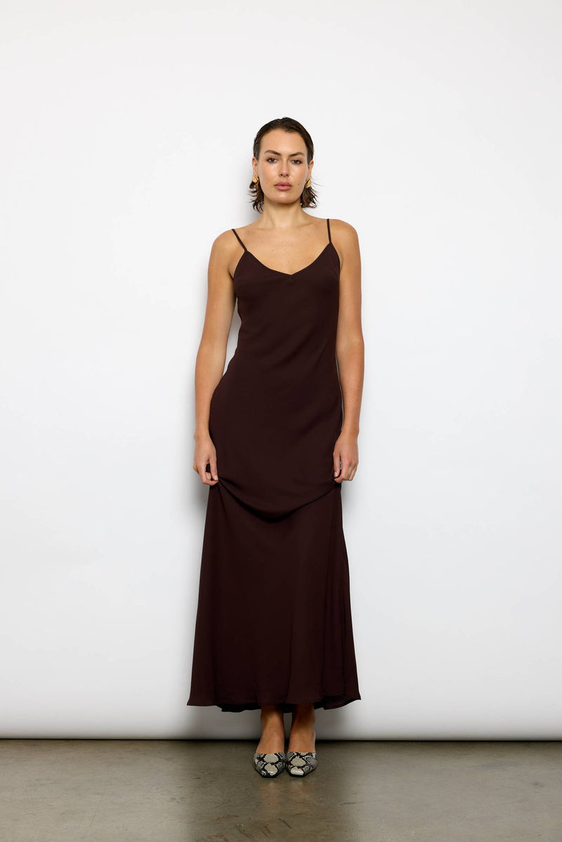 Georgette Maxi Dress | Chocolate