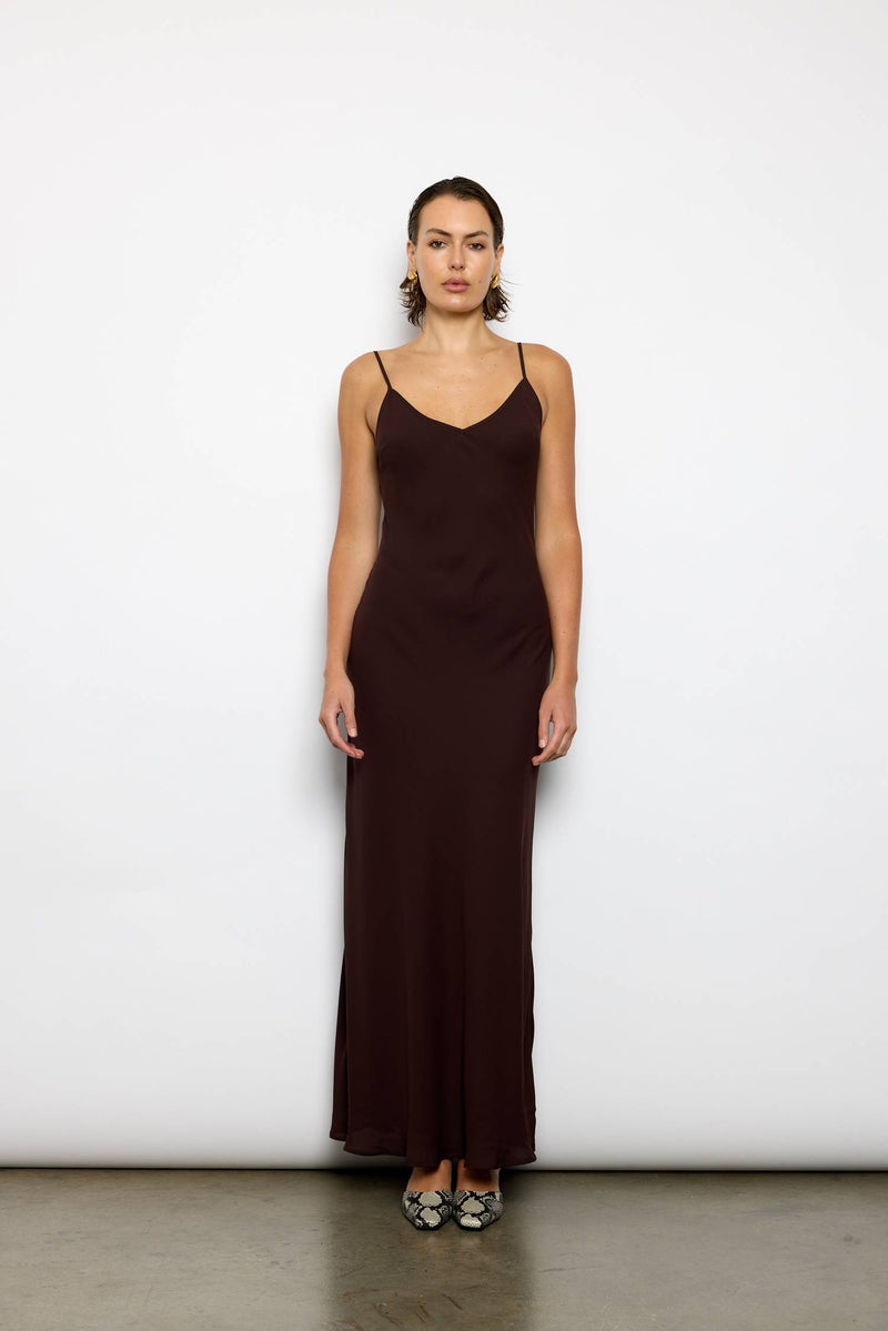 Georgette Maxi Dress | Chocolate