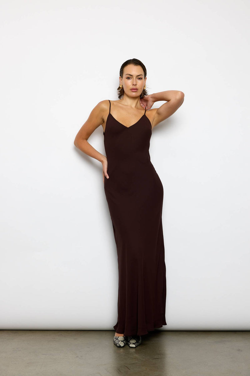 Georgette Maxi Dress | Chocolate