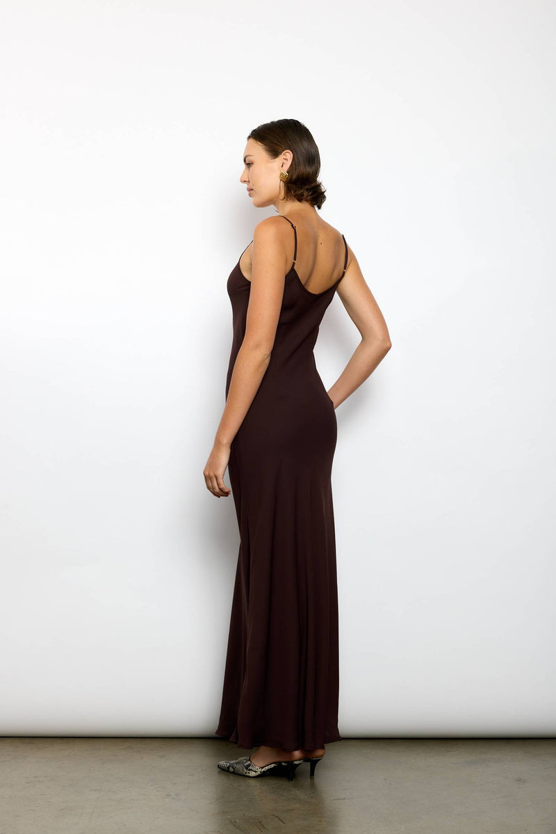 Georgette Maxi Dress | Chocolate