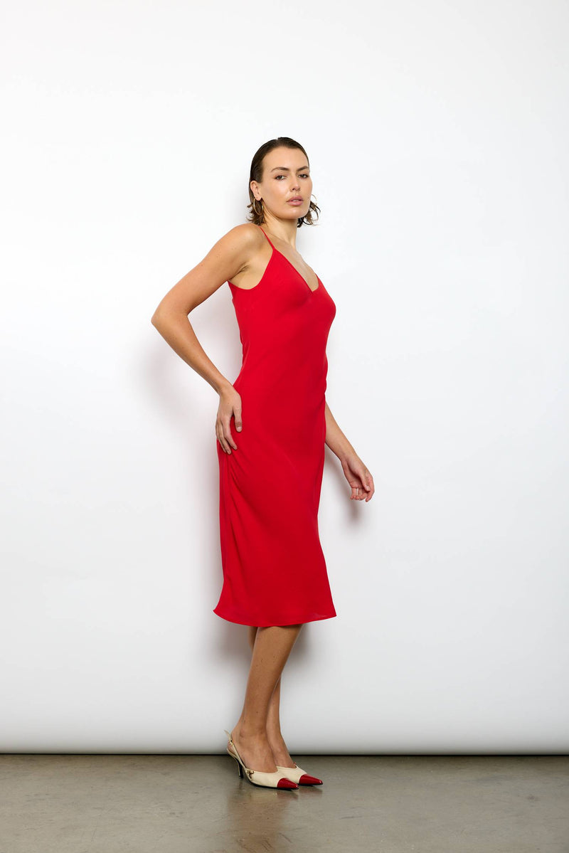 Georgette Midi Dress | Cherry Red