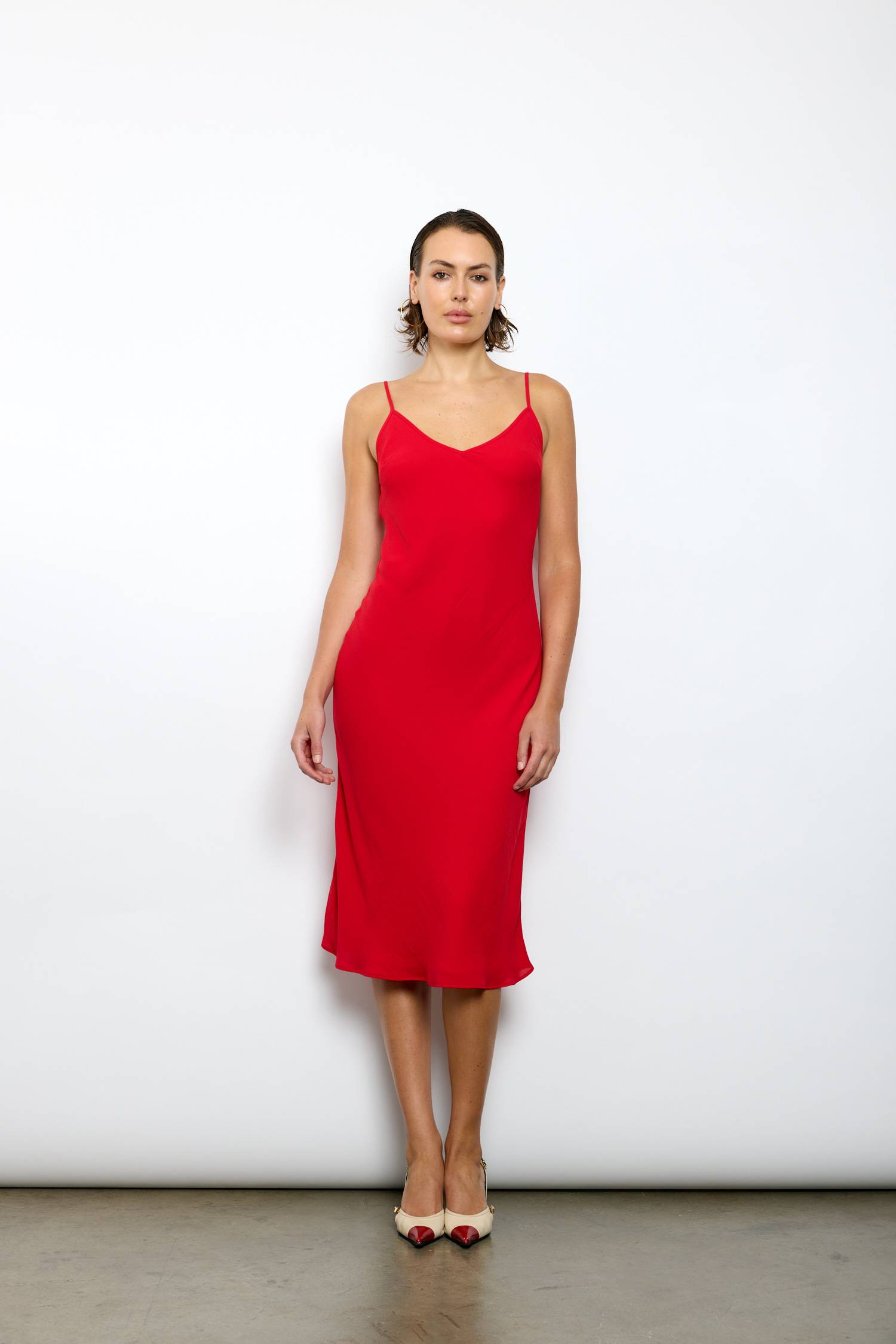 Georgette Midi Dress | Cherry Red