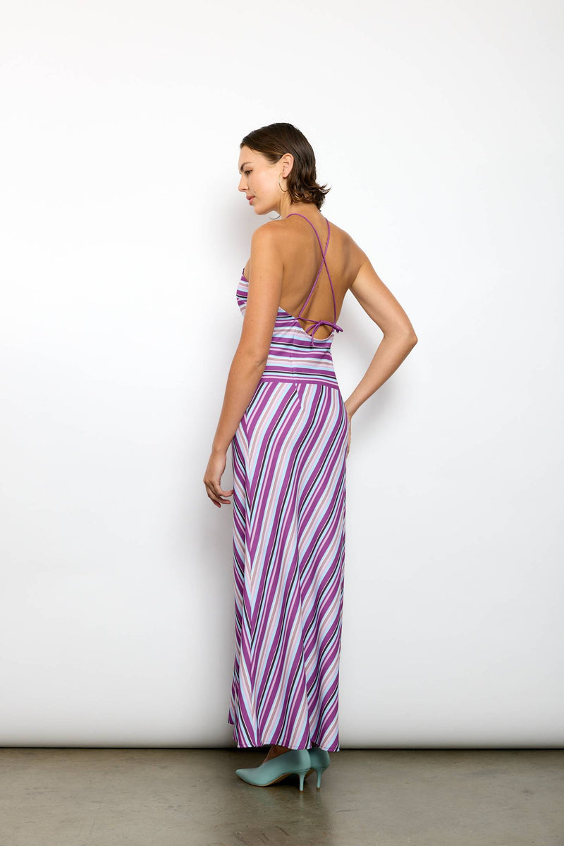 Halter Maxi Dress | Violet Stripe