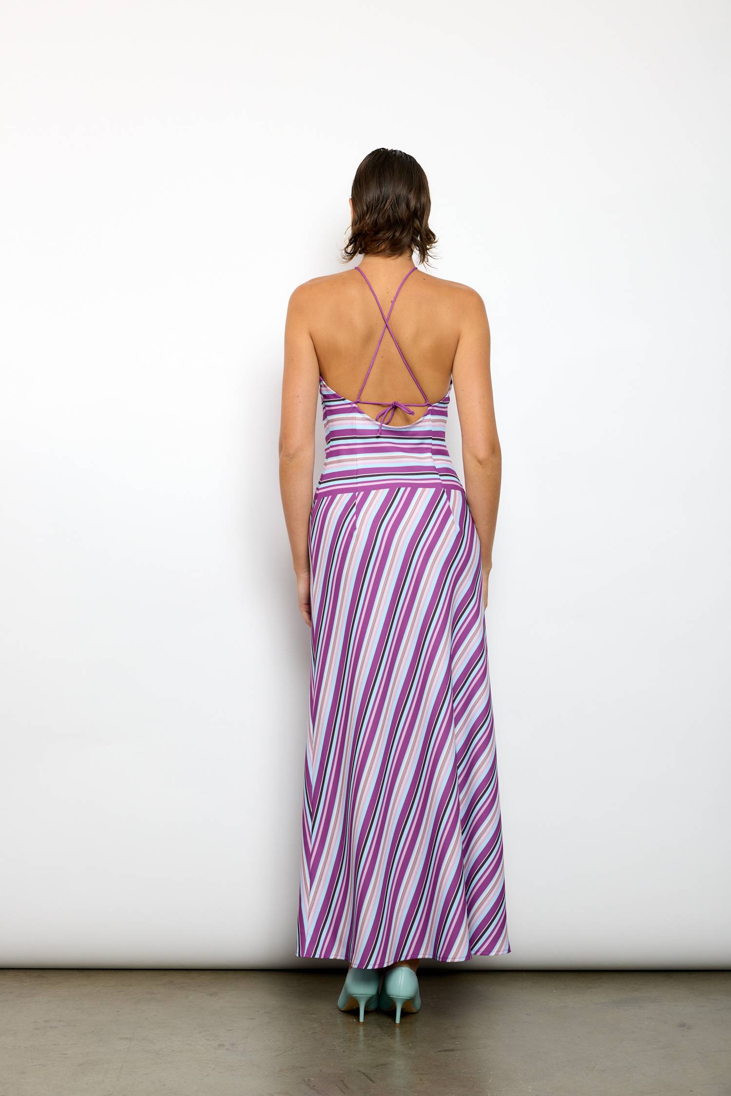 Halter Maxi Dress | Violet Stripe