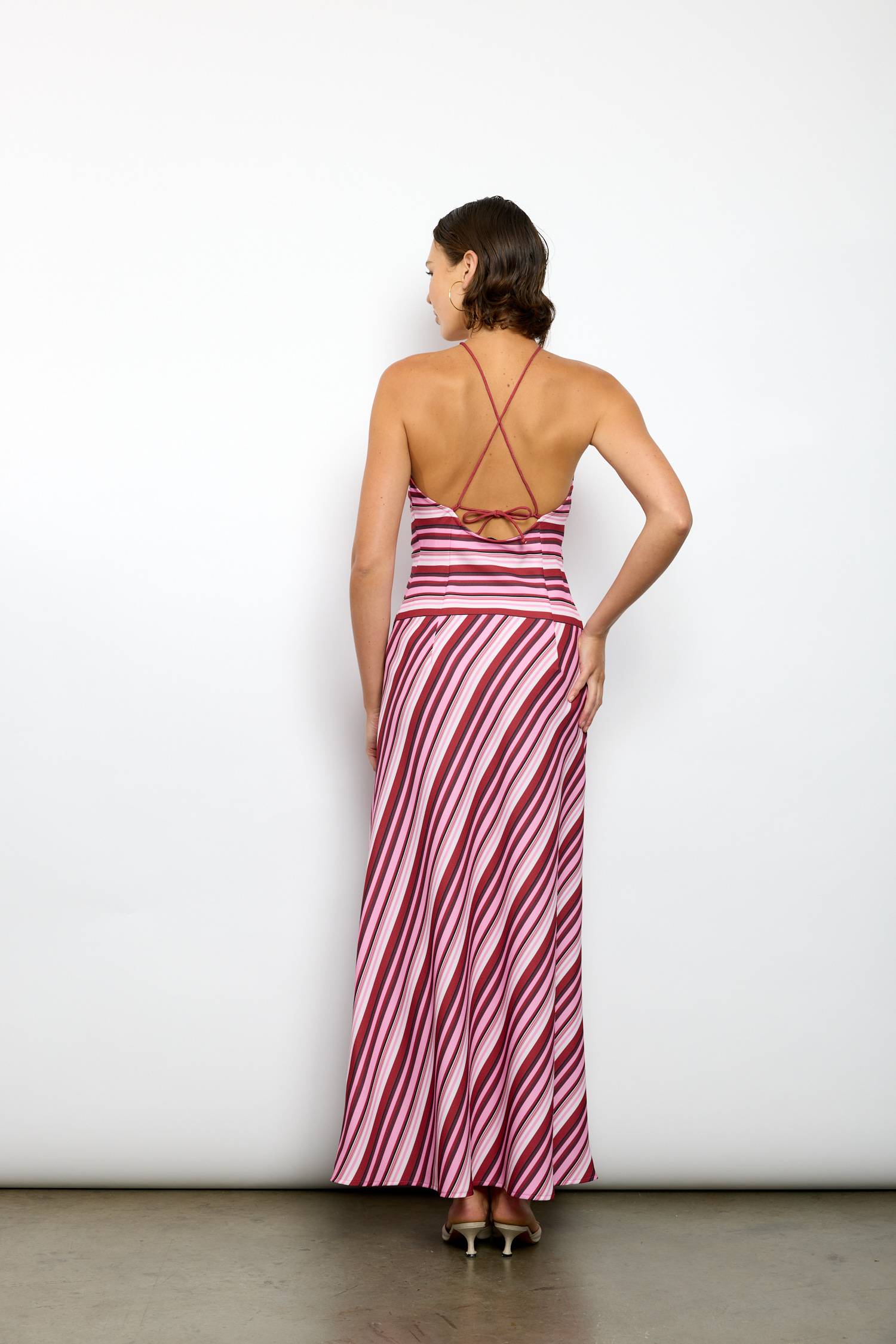 Halter Maxi Dress | Magenta Stripe