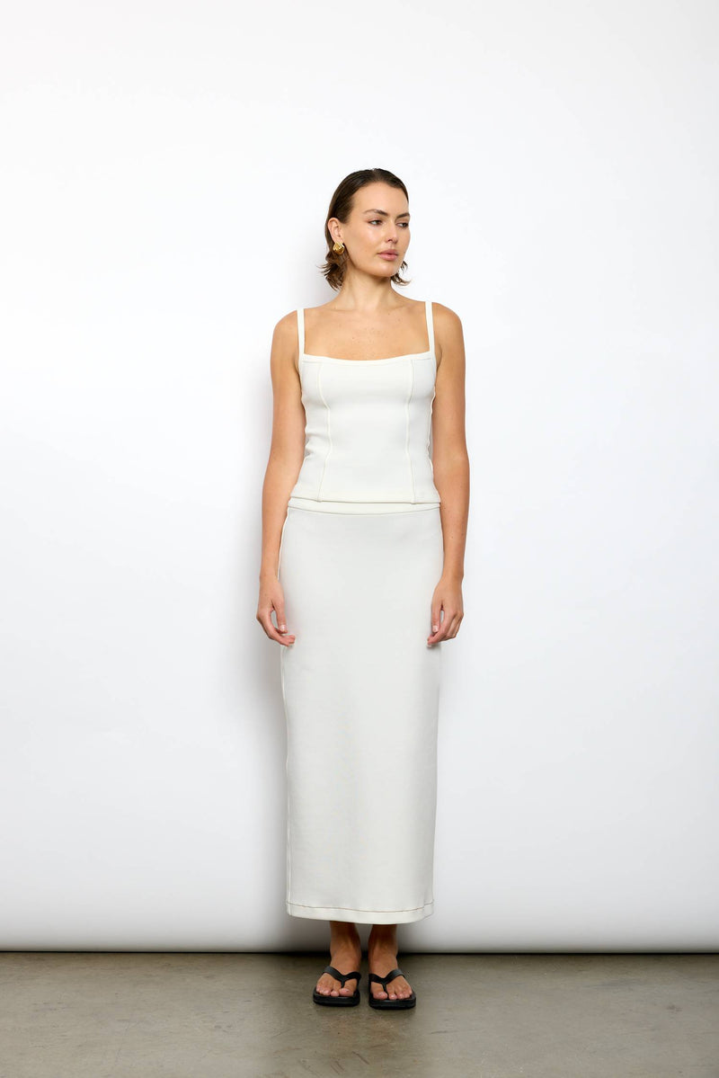 Contrast Maxi Skirt | White