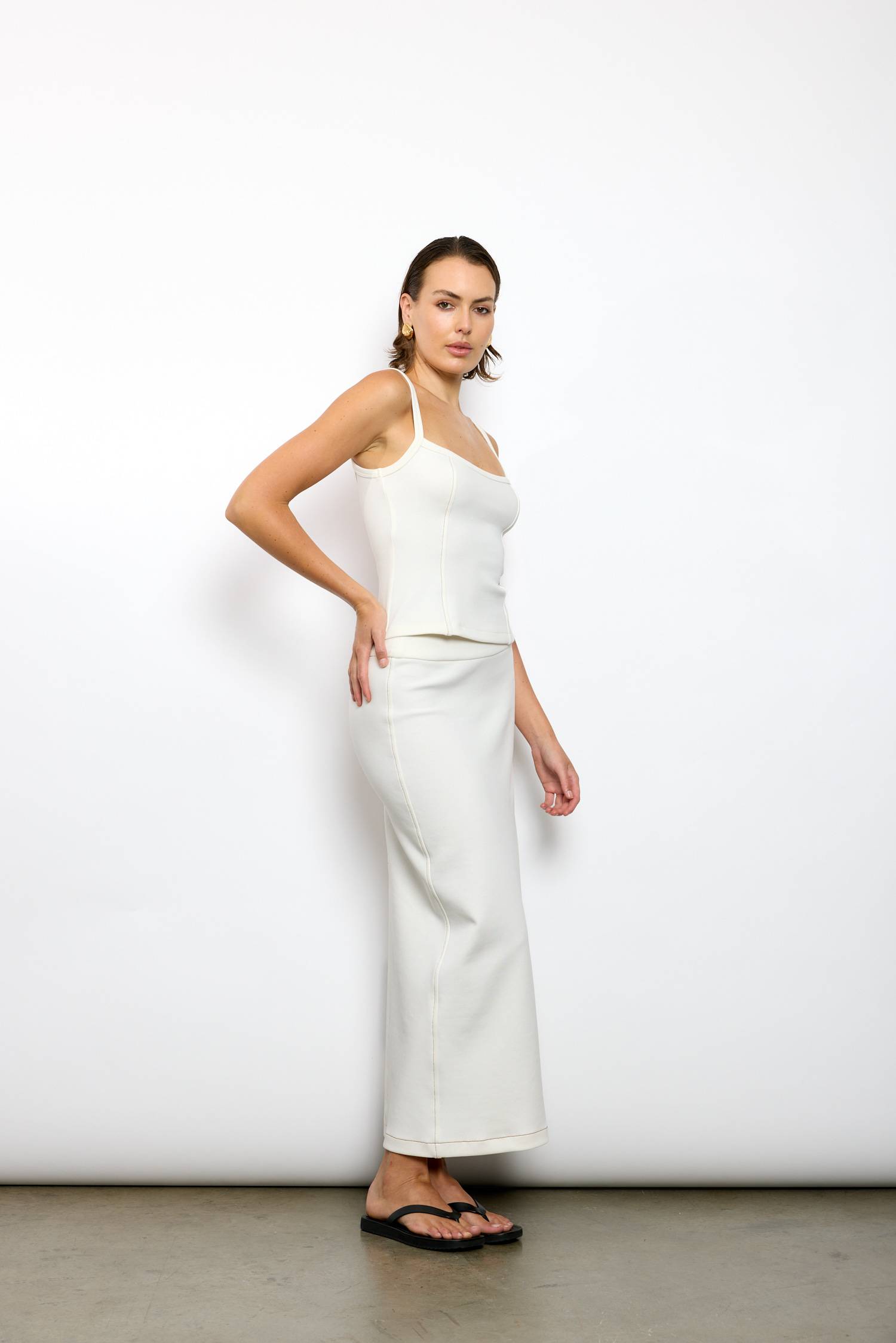 Contrast Maxi Skirt | White