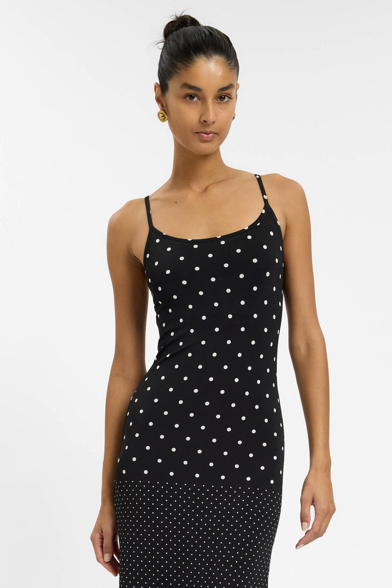 Slip Dress | Black Polka