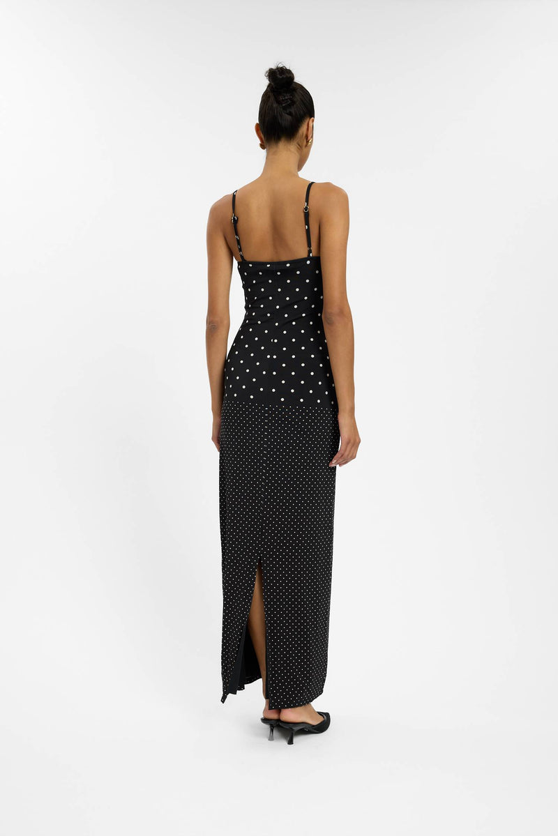 Slip Dress | Black Polka