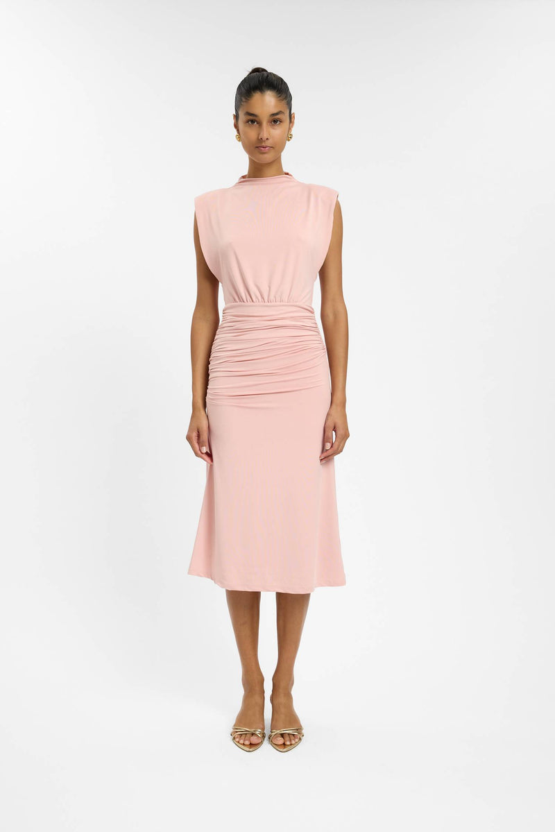 Structured Shoulder Midi Dress | Musk