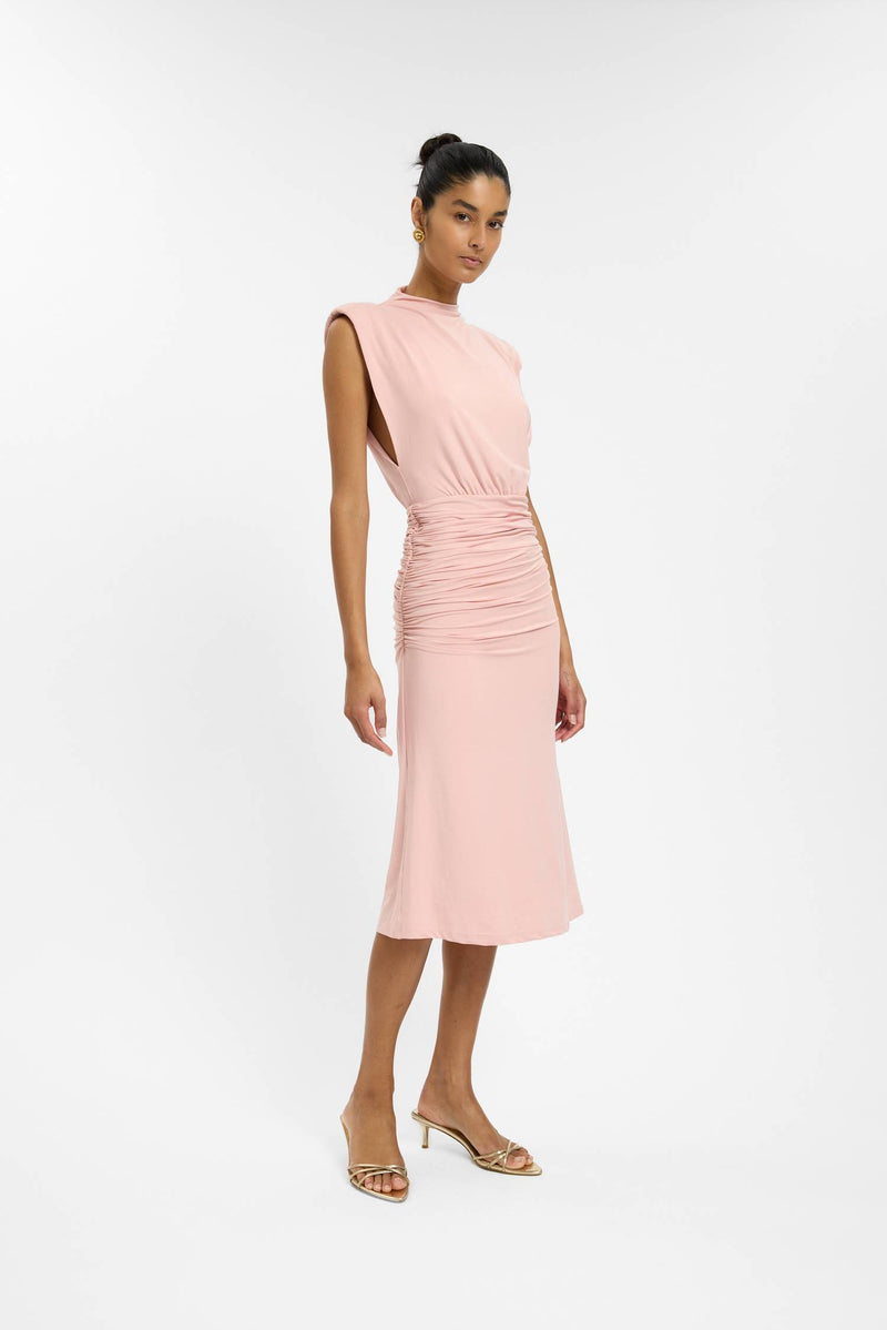 Structured Shoulder Midi Dress | Musk