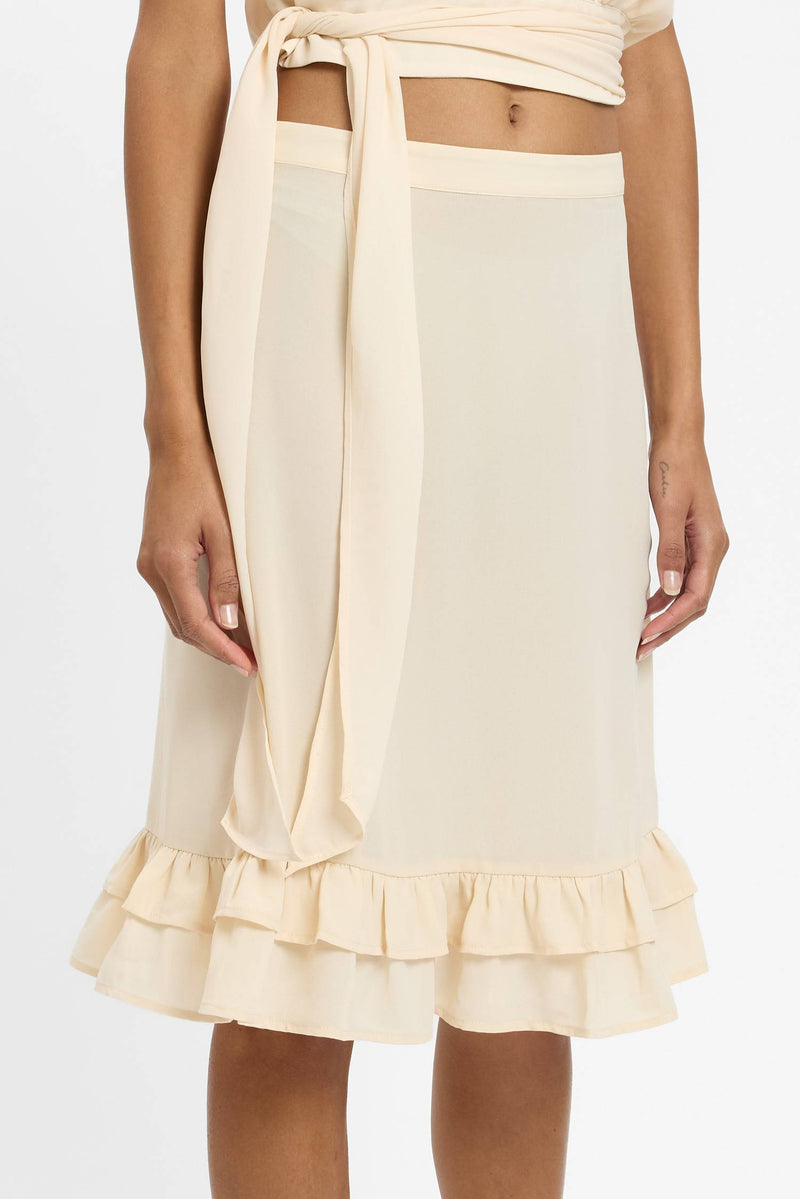 Frill Midi Skirt | Ivory