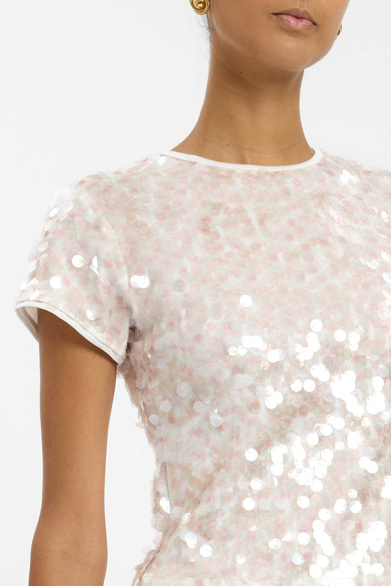 Fitted Tee | Pink Sequin