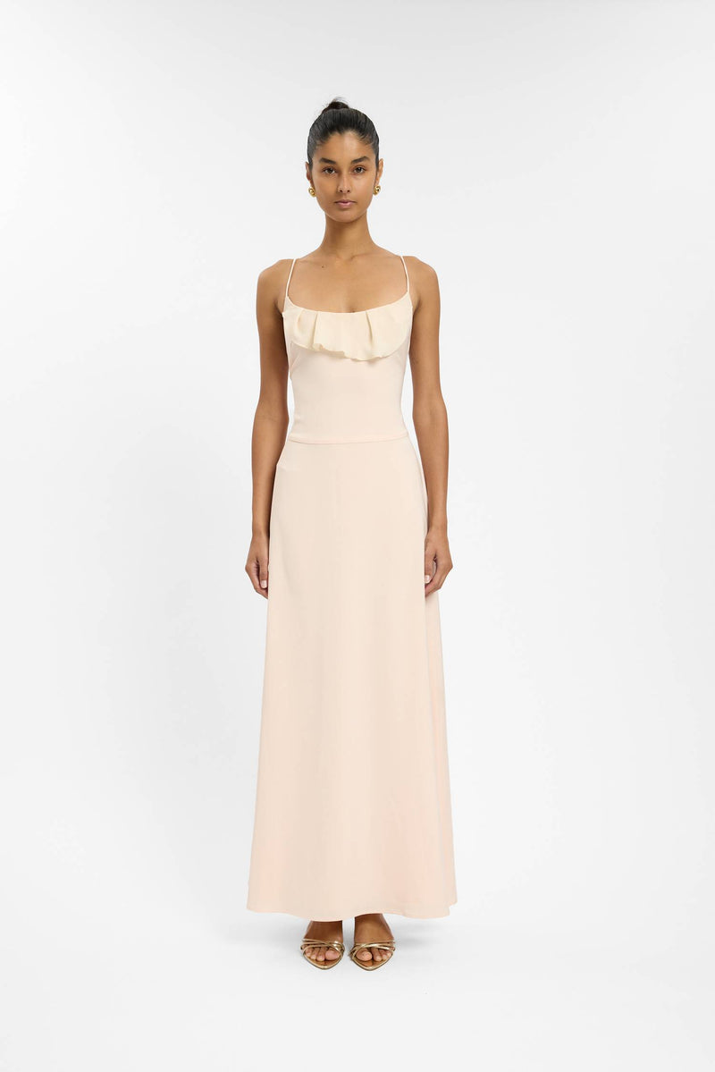 Frill Backless Maxi Dress | Blush Satin