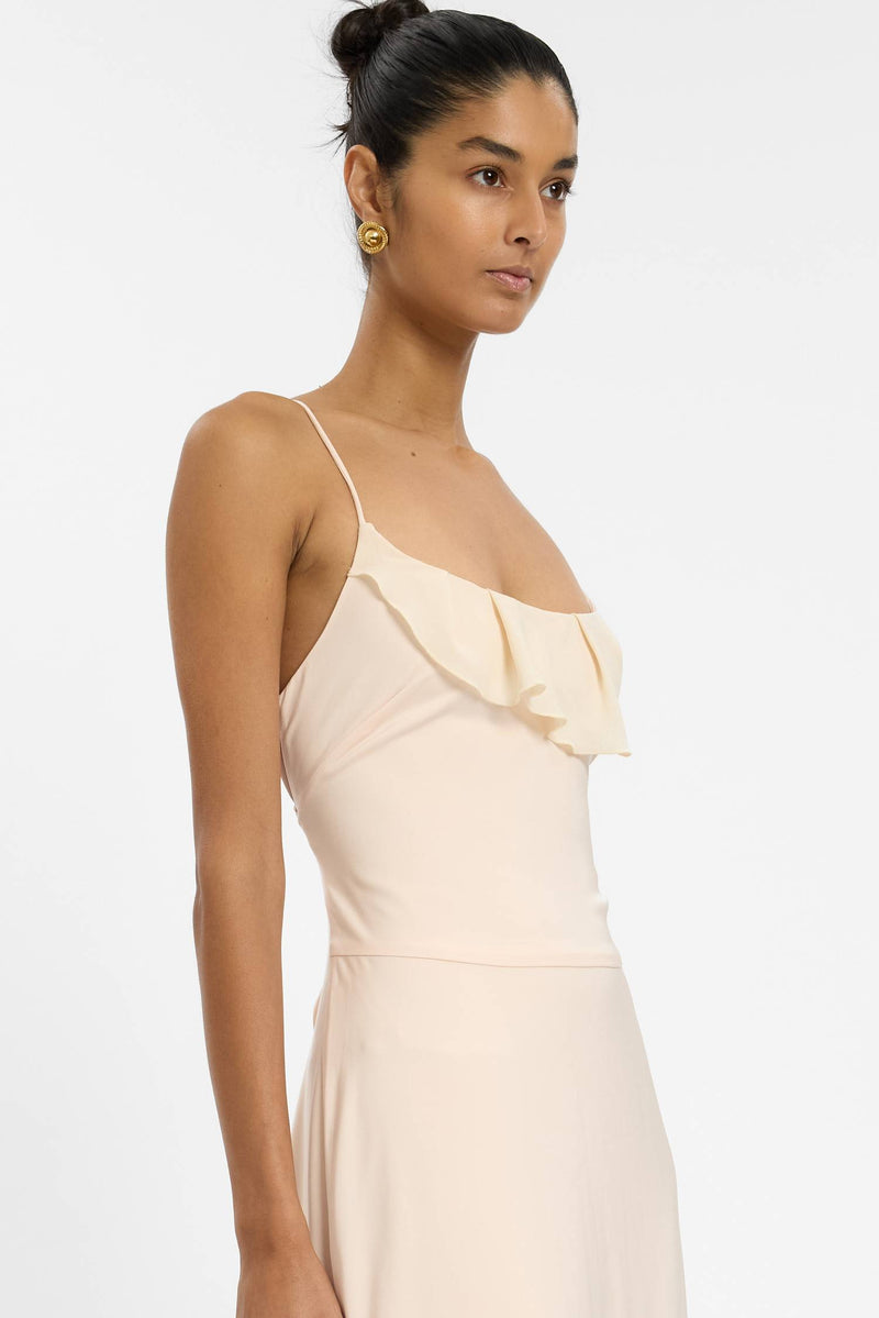 Frill Backless Maxi Dress | Blush Satin