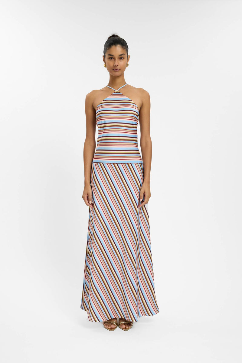 Halter Maxi Dress | Vintage Stripe