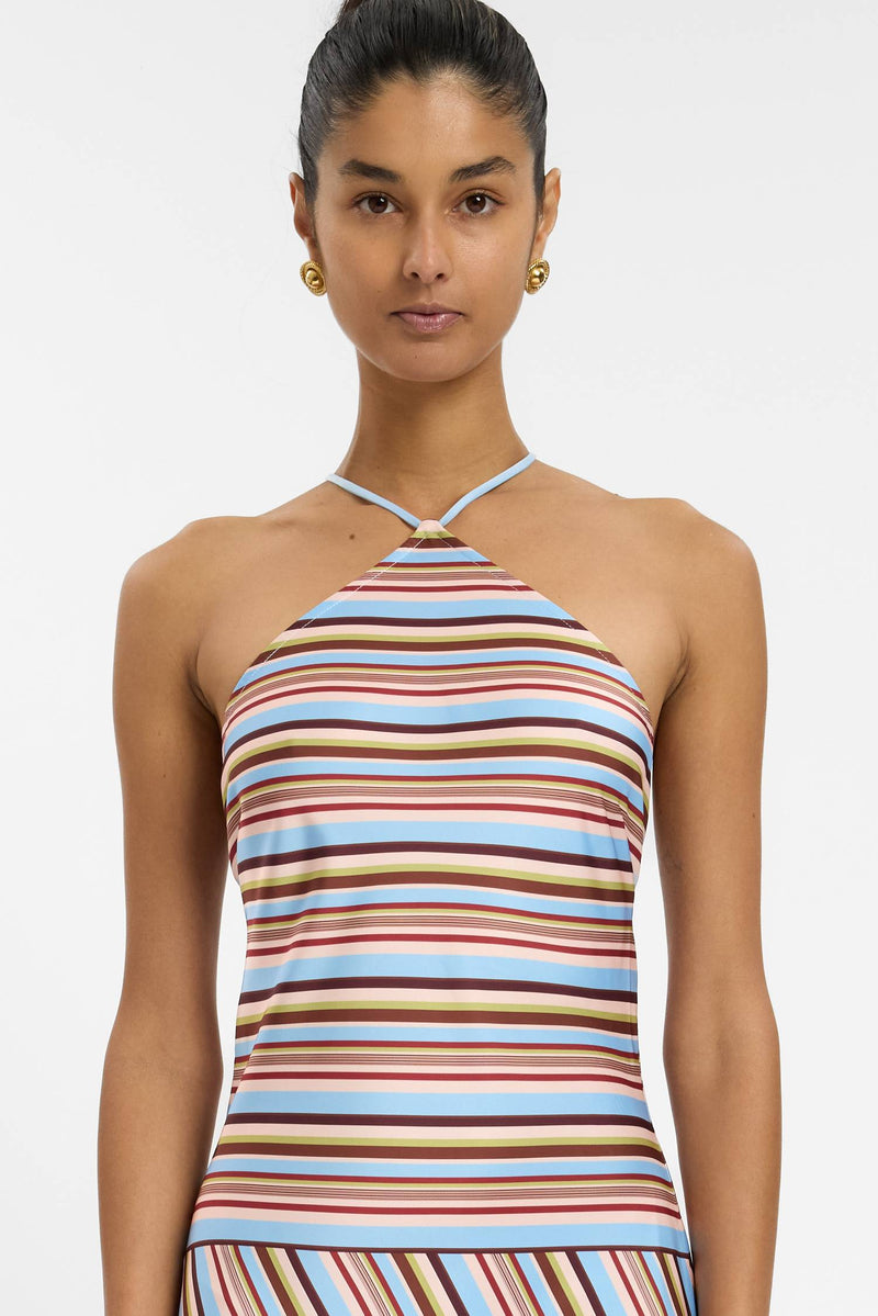 Halter Maxi Dress | Vintage Stripe