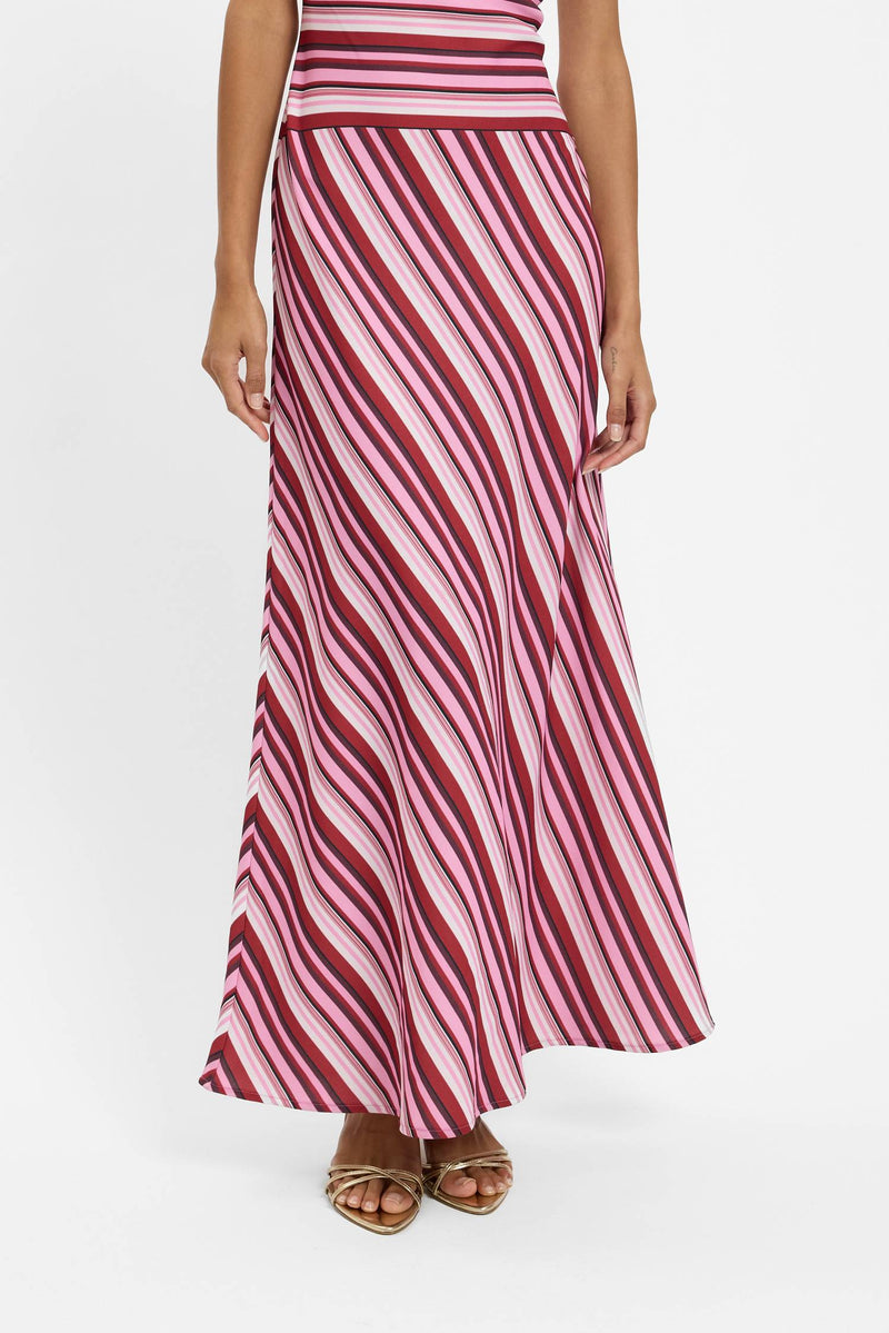 Halter Maxi Dress | Magenta Stripe
