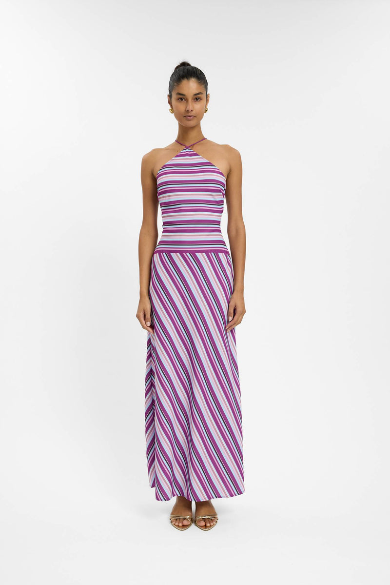 Halter Maxi Dress | Violet Stripe
