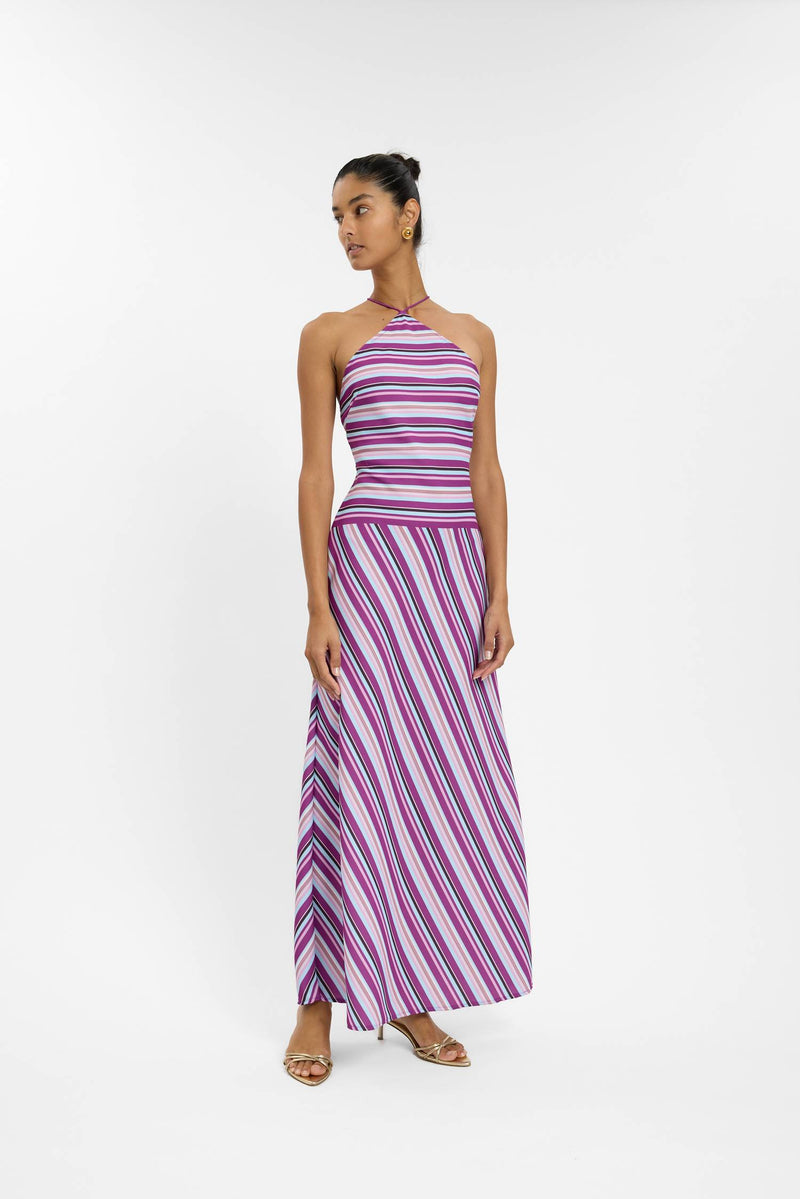 Halter Maxi Dress | Violet Stripe