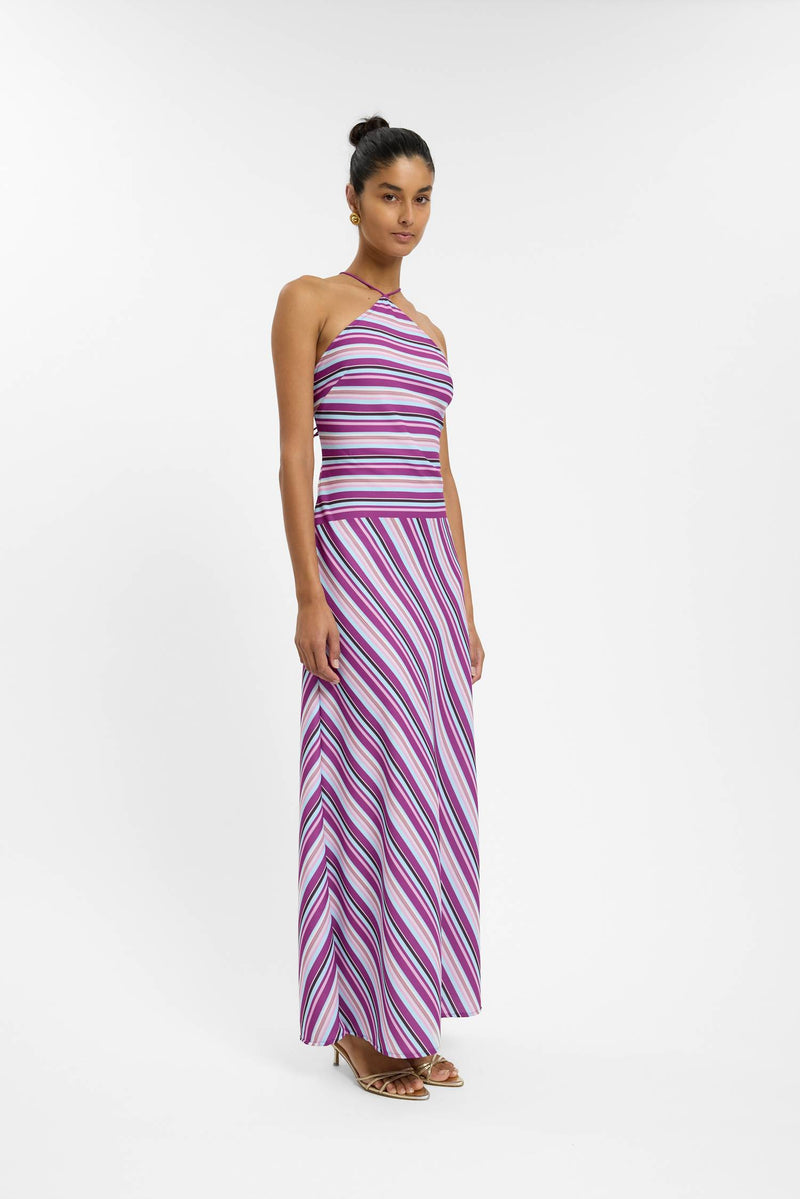 Halter Maxi Dress | Violet Stripe