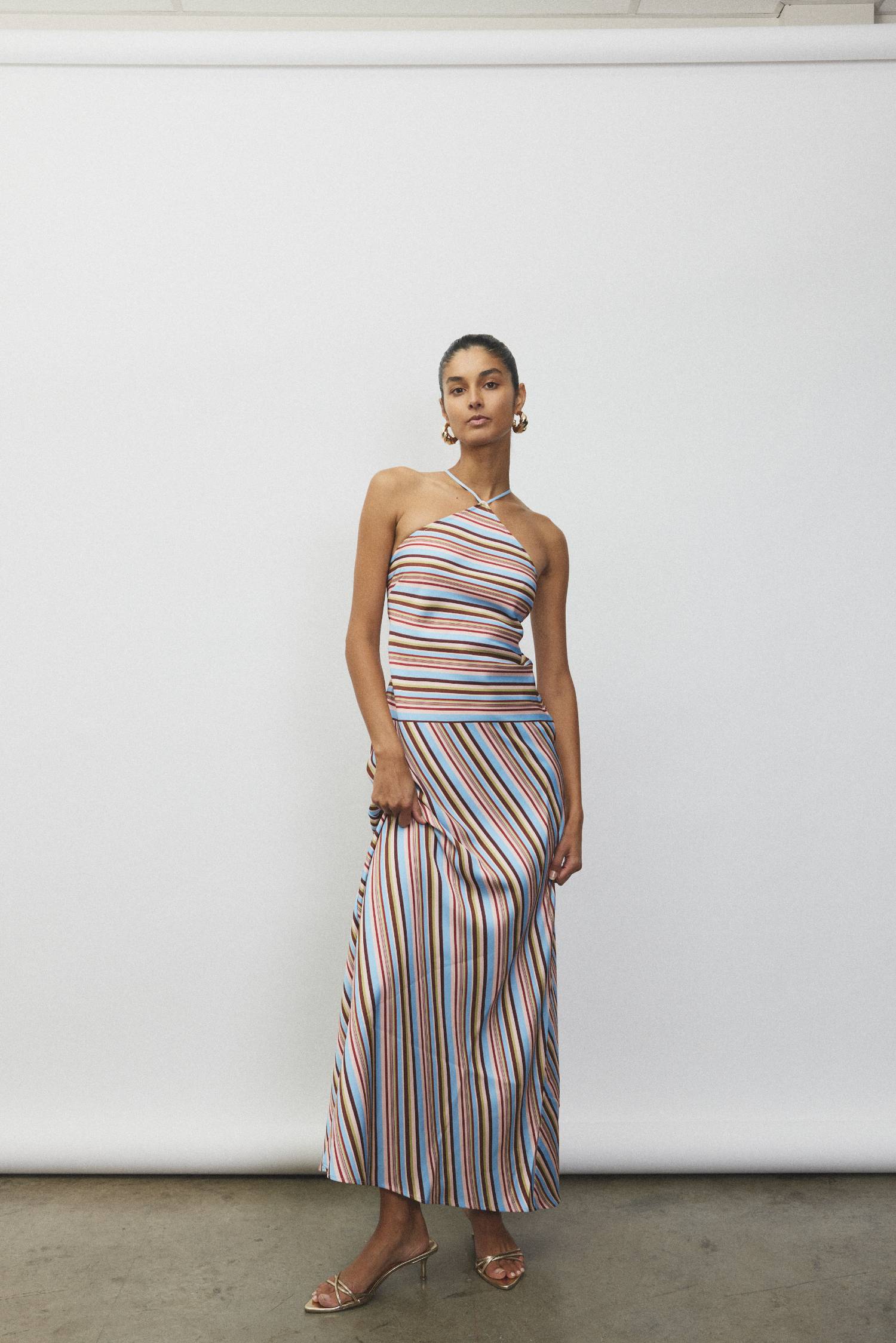 Halter Maxi Dress | Vintage Stripe