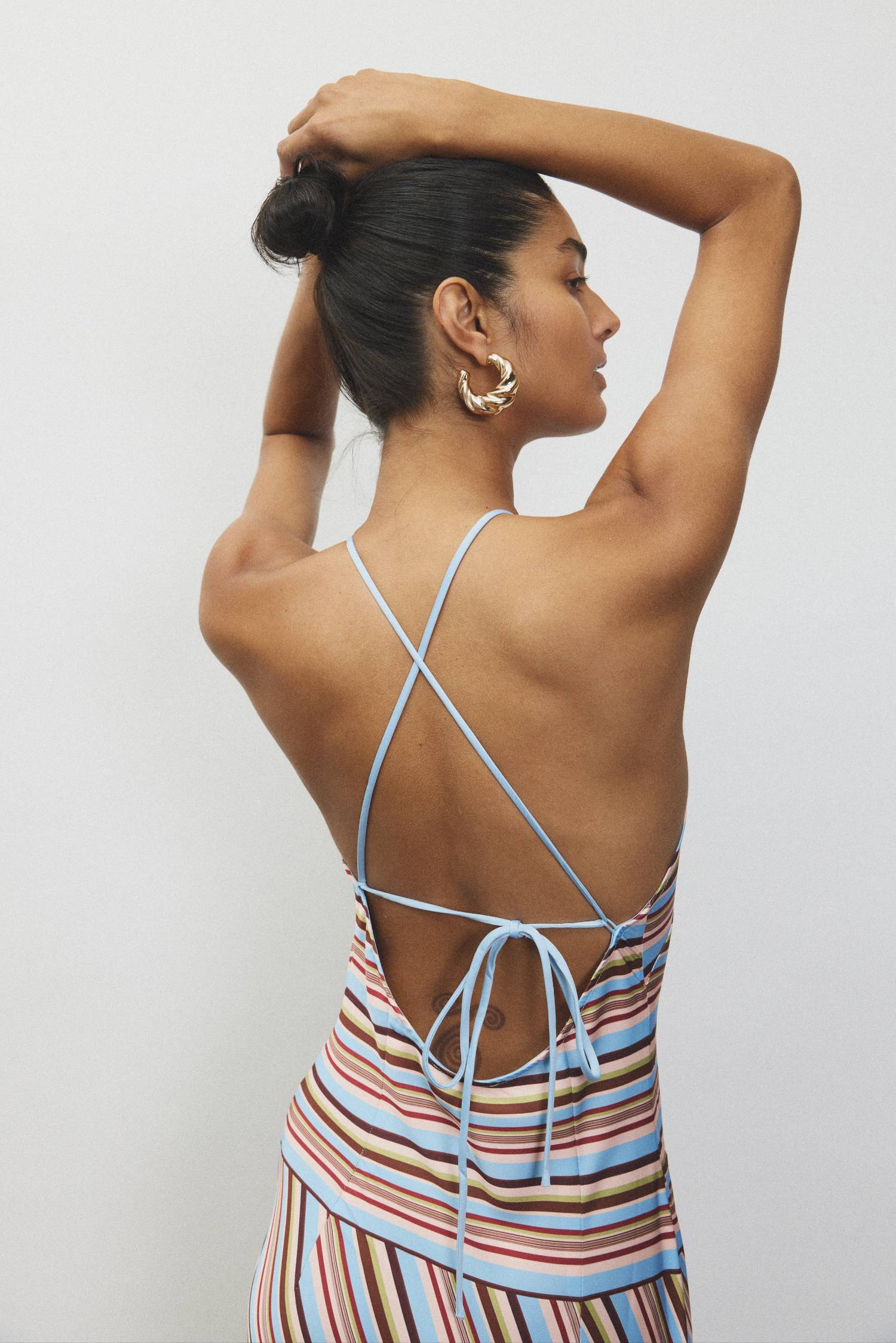 Halter Maxi Dress | Vintage Stripe