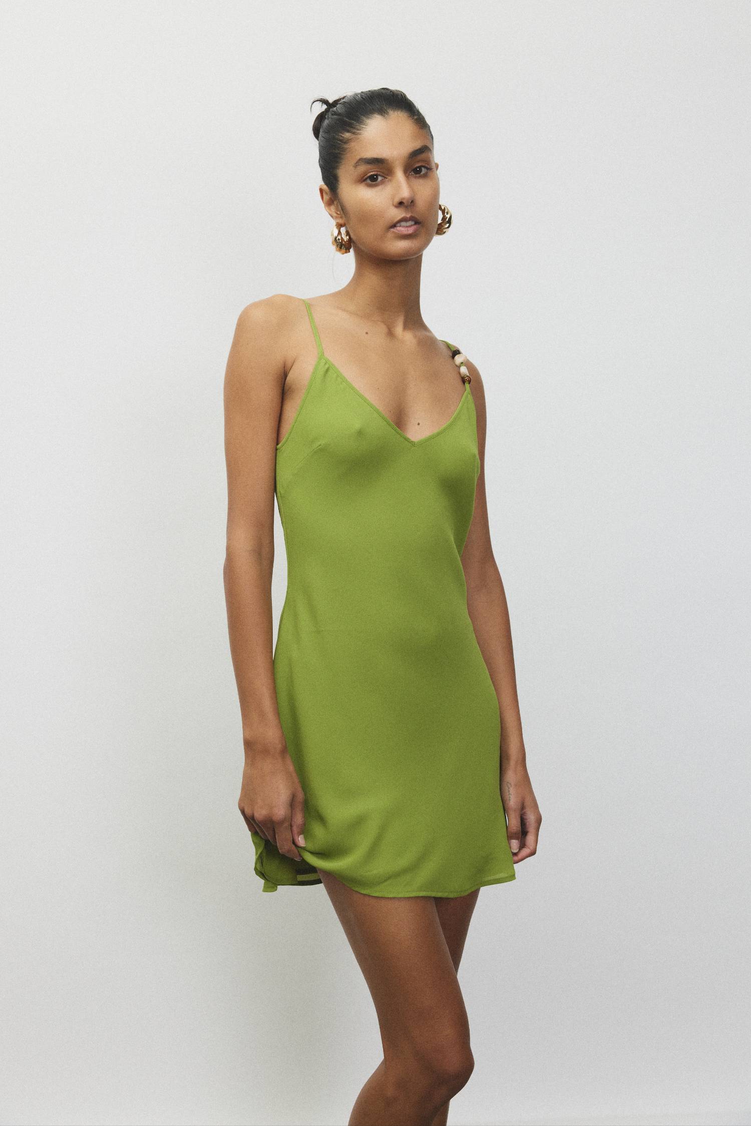 Georgette Mini Dress | Beaded Emerald