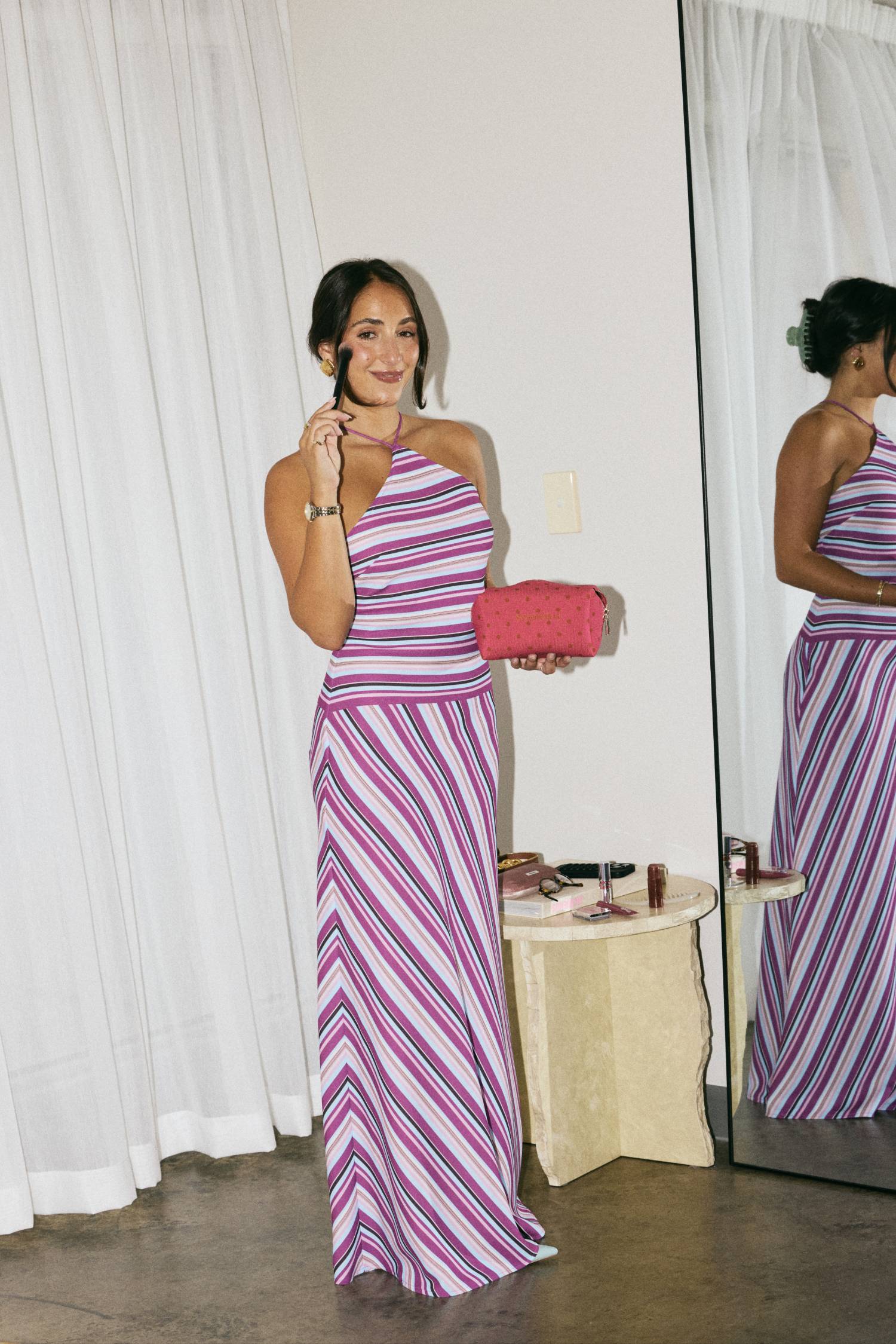 Halter Maxi Dress | Violet Stripe