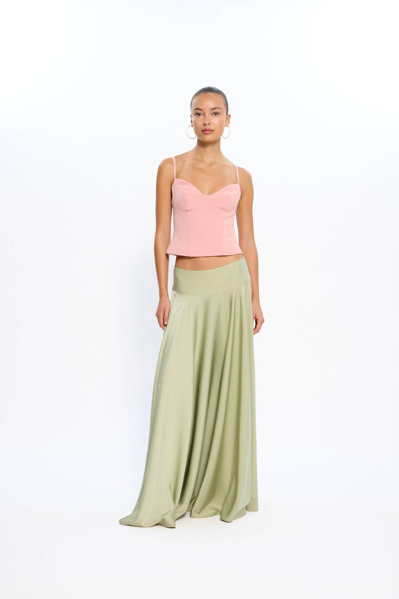 Basque Full Skirt | Pistachio Green